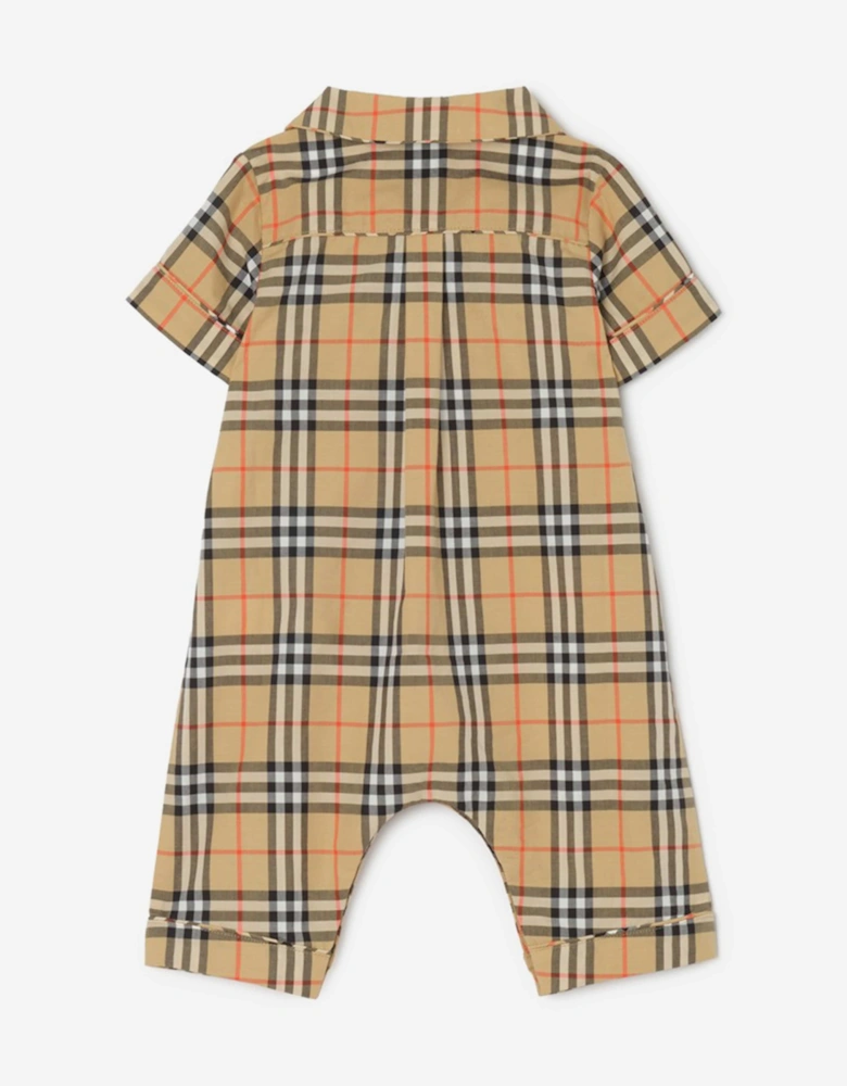 Burberry Baby Andreas Check Romper in Beige