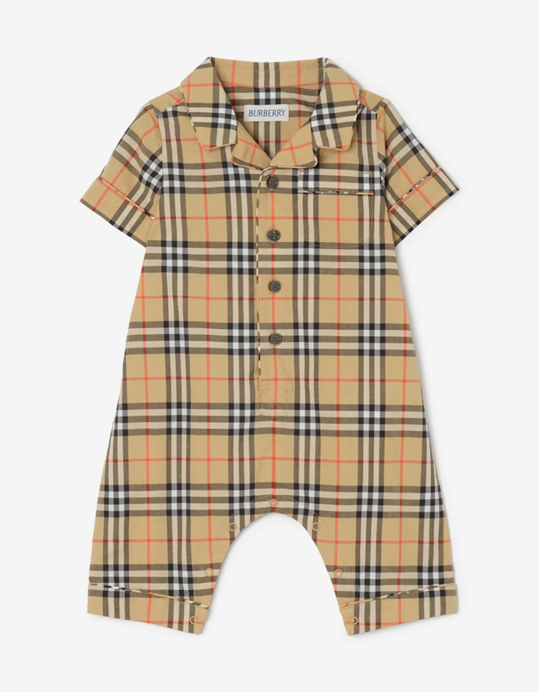 Burberry Baby Andreas Check Romper in Beige
