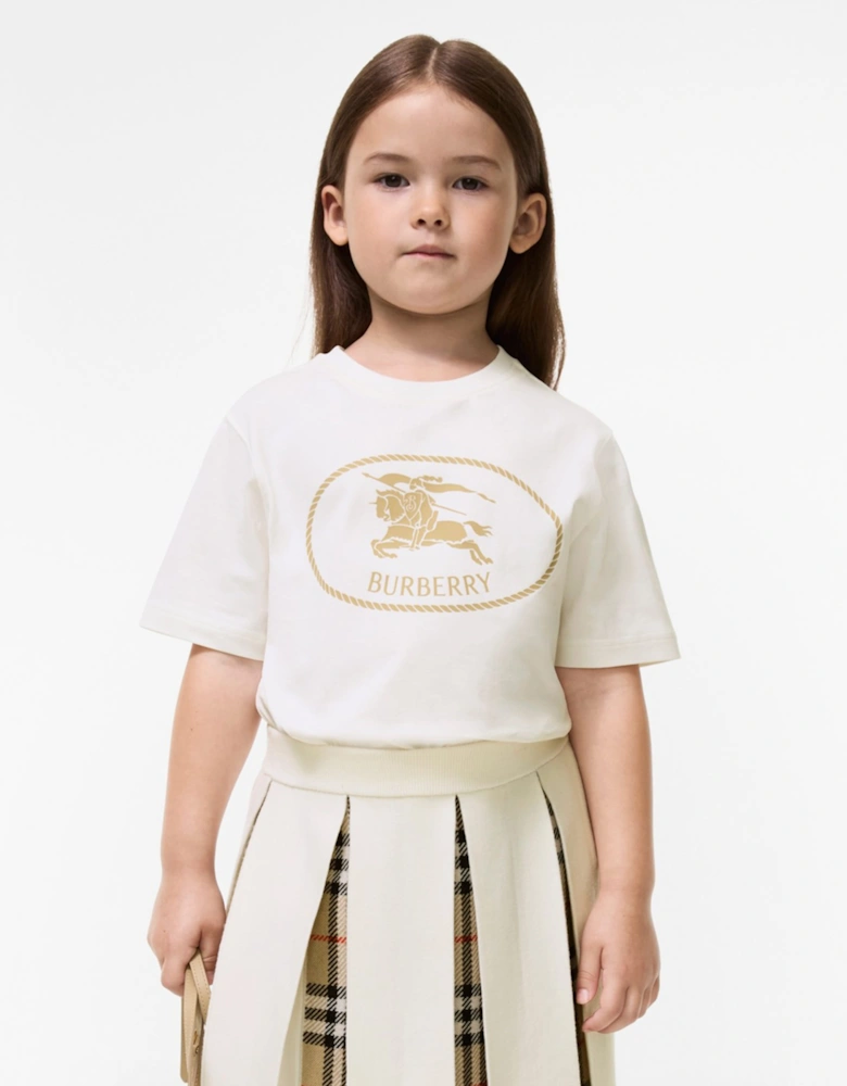 Burberry Girls Cedar Crest EKD T-Shirt in Ivory