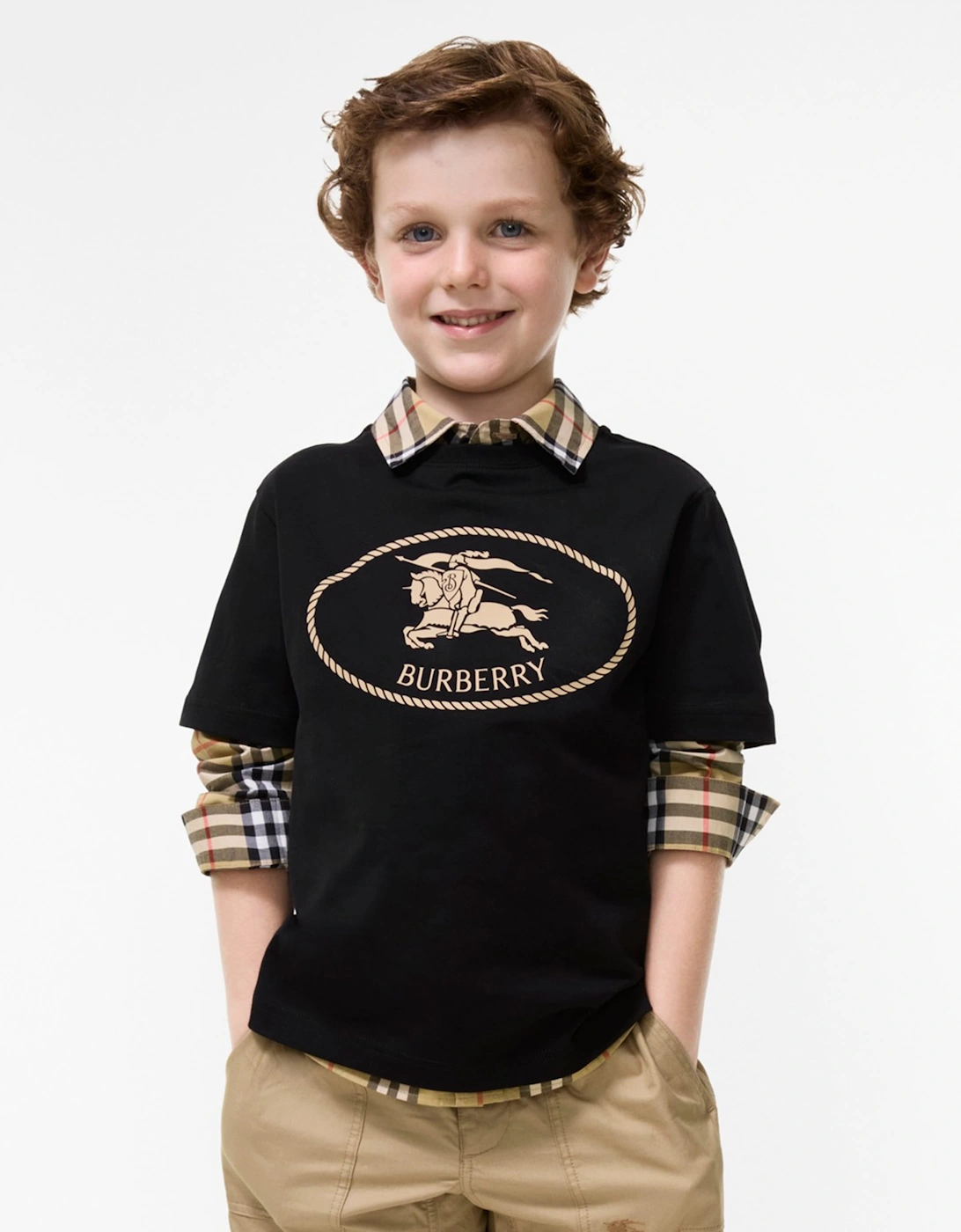 Burberry Boys Cedar EKD T-Shirt in Black