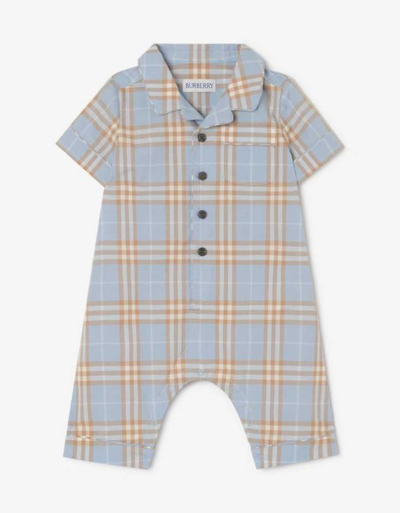 Burberry Baby Boys Andreas Check Romper in Blue