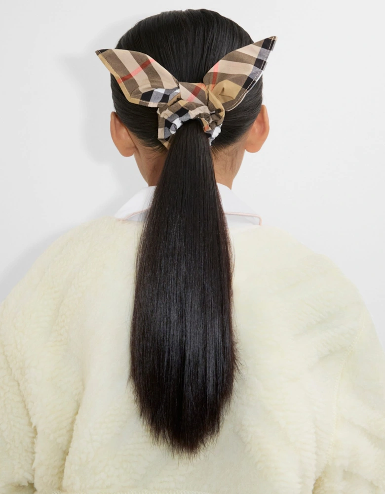 Burberry Girls Check Cotton Scrunchie in Beige
