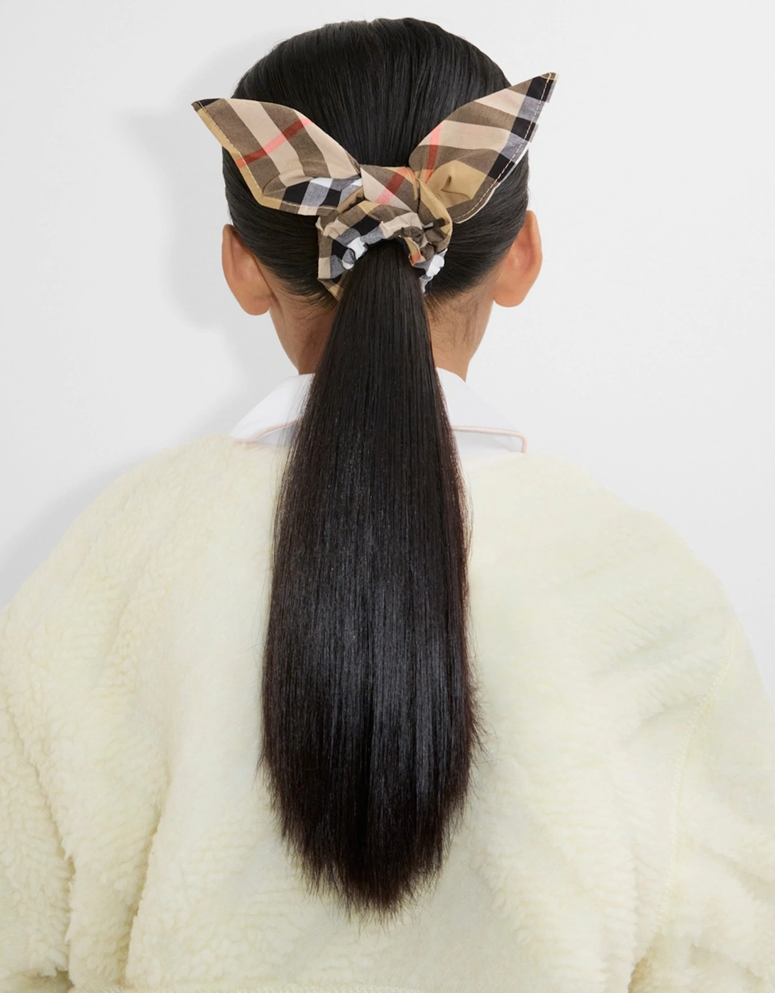 Burberry Girls Check Cotton Scrunchie in Beige
