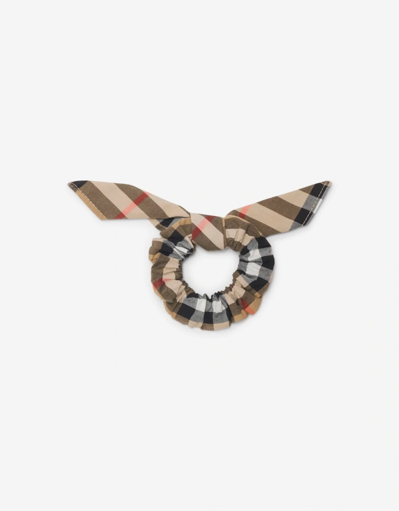 Burberry Girls Check Cotton Scrunchie in Beige