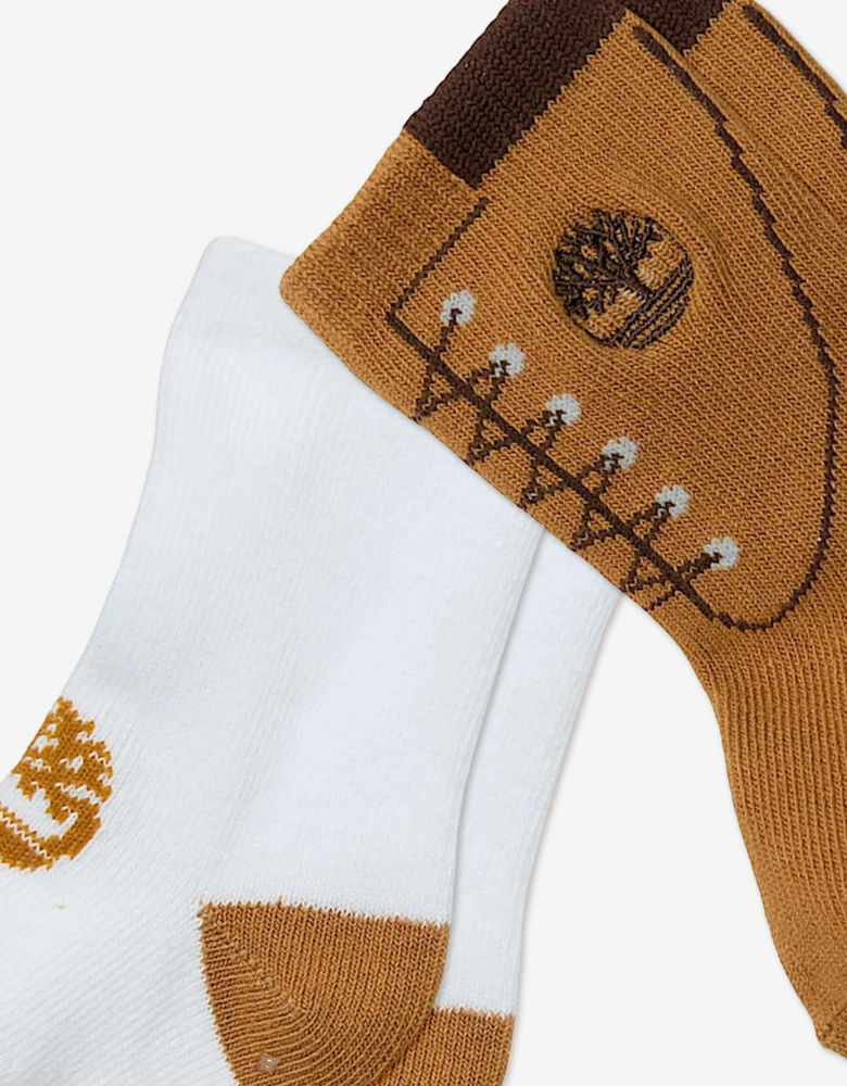 Timberland Baby 2 Pack Boot Socks Set in Brown