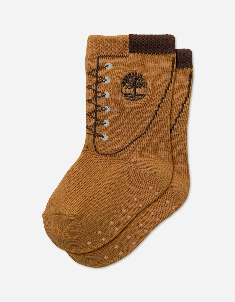 Timberland Baby 2 Pack Boot Socks Set in Brown