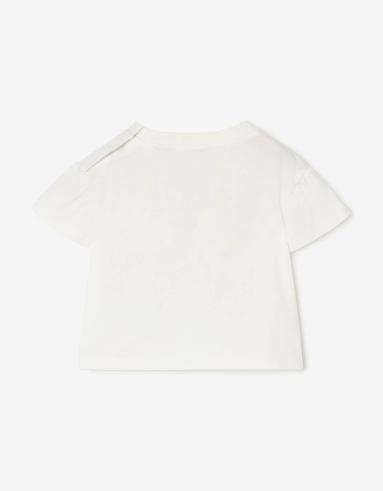 Burberry Baby Girls Roxy Bow T-Shirt in Ivory