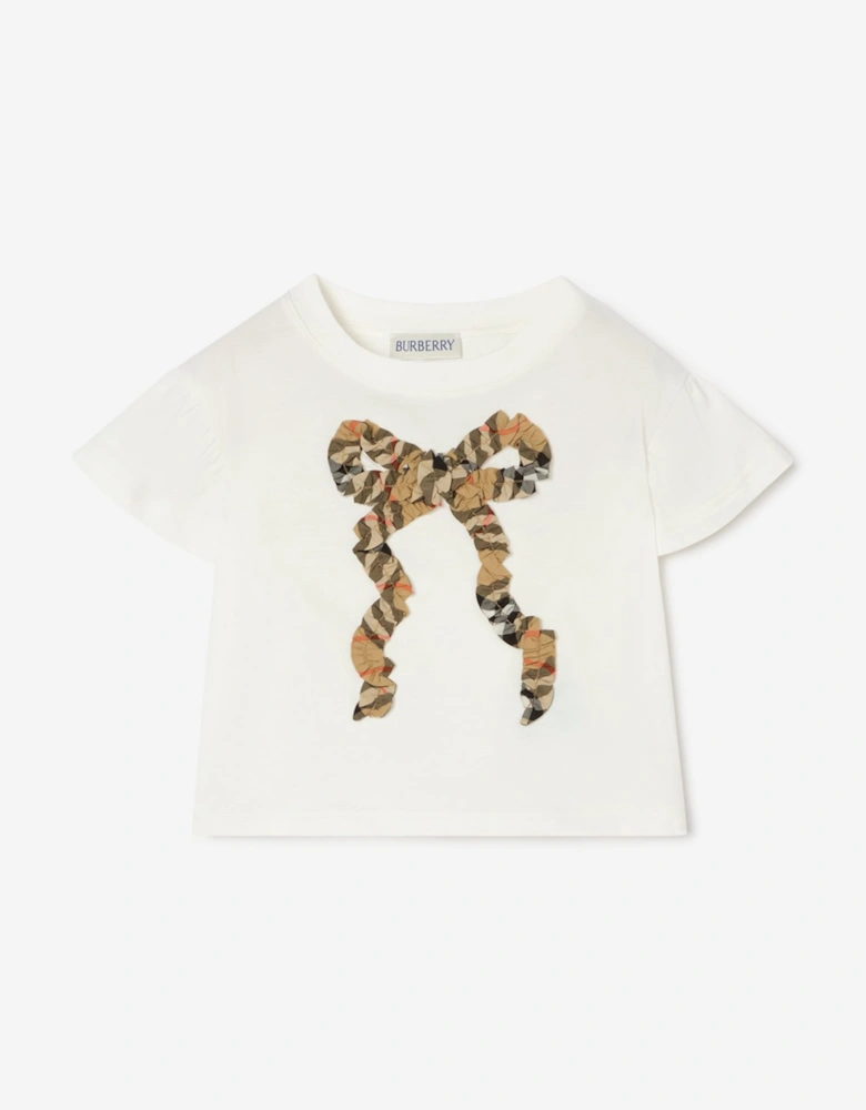 Burberry Baby Girls Roxy Bow T-Shirt in Ivory