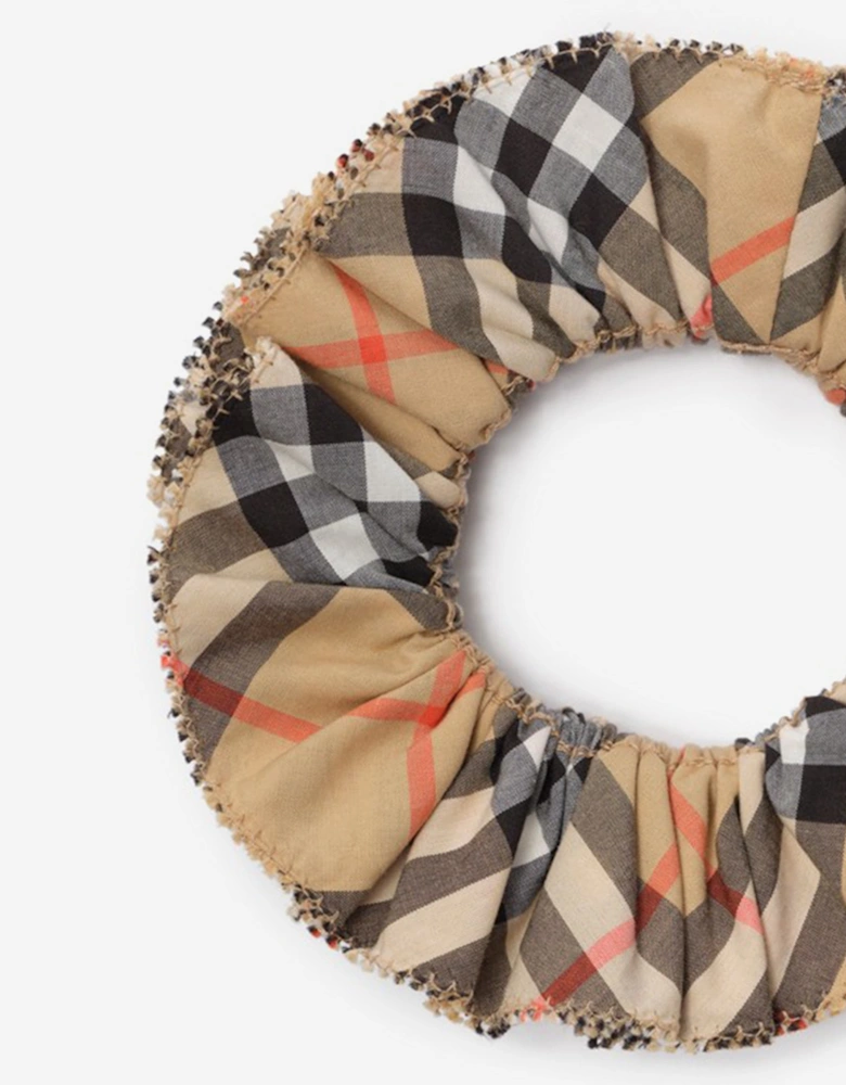 Burberry Girls Check Cotton Scrunchie in Beige