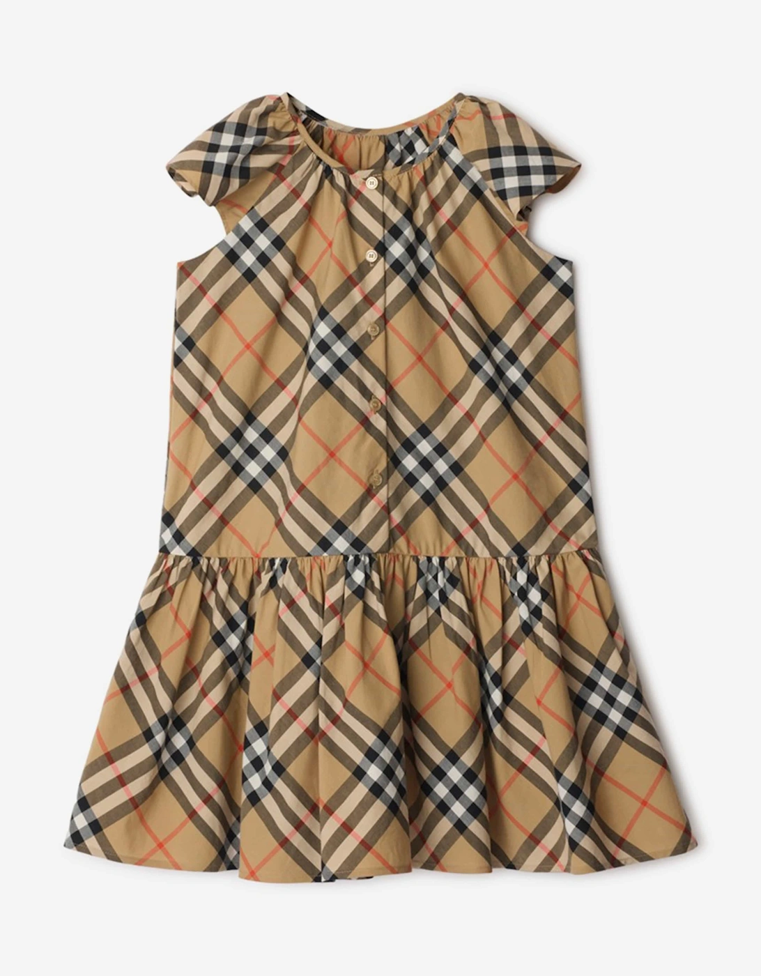 Burberry Girls Talley Check Dress in Beige
