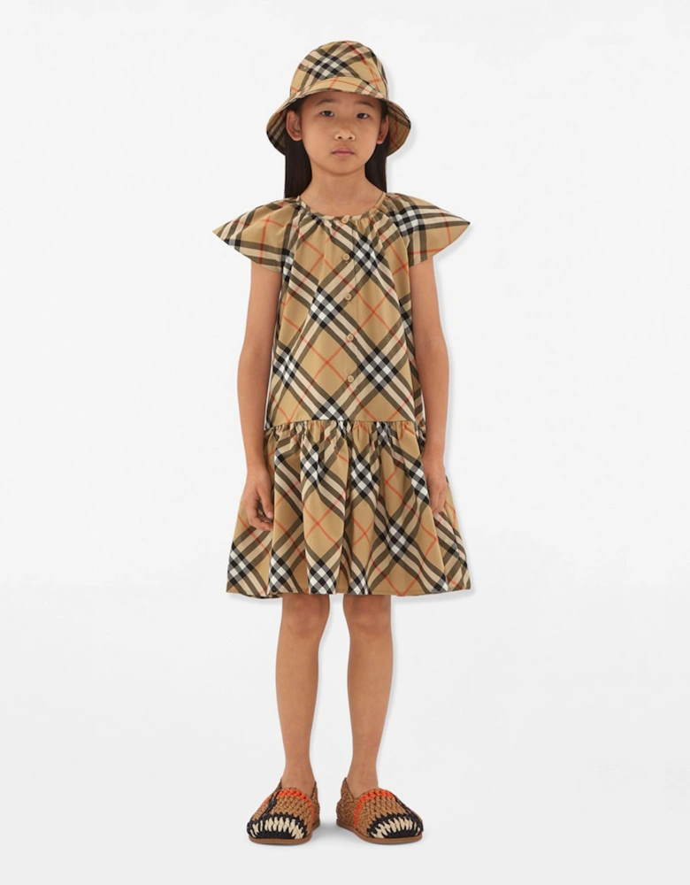 Burberry Girls Talley Check Dress in Beige