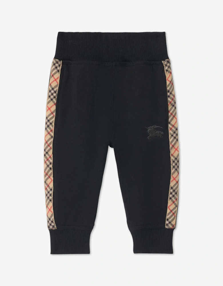 Burberry Baby Boys Jackson Check Tape Joggers in Black