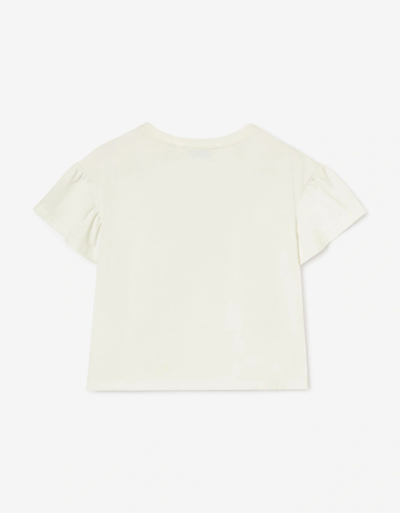 Burberry Girls Roxy Bow T-Shirt in Ivory