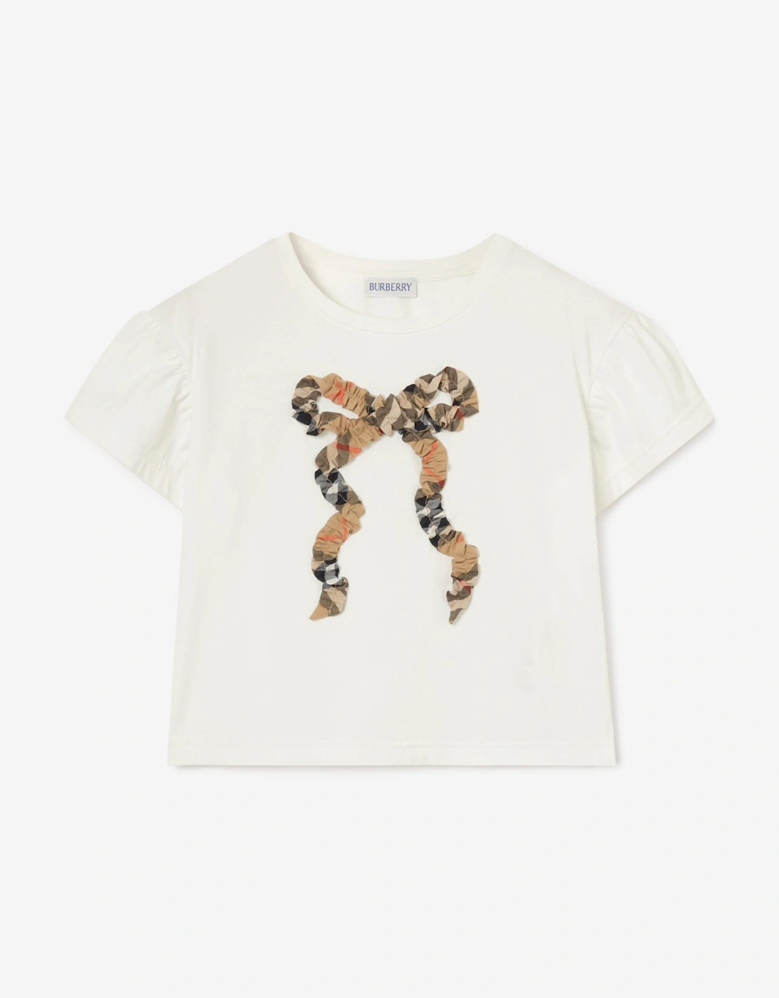 Burberry Girls Roxy Bow T-Shirt in Ivory