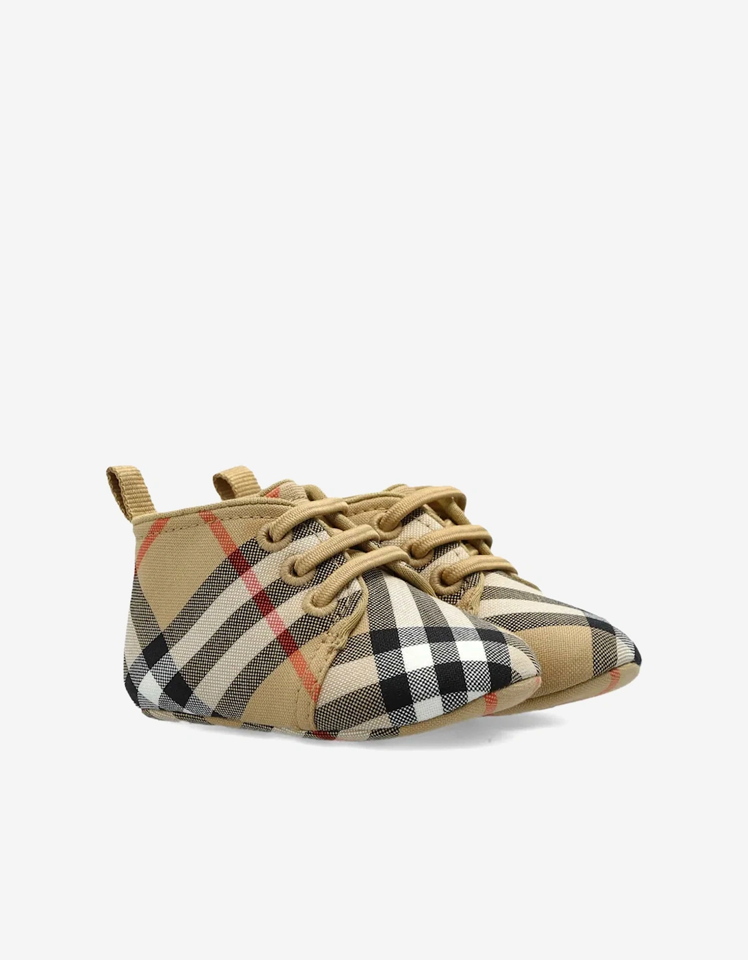 Burberry Baby Corby Check Booties in Beige
