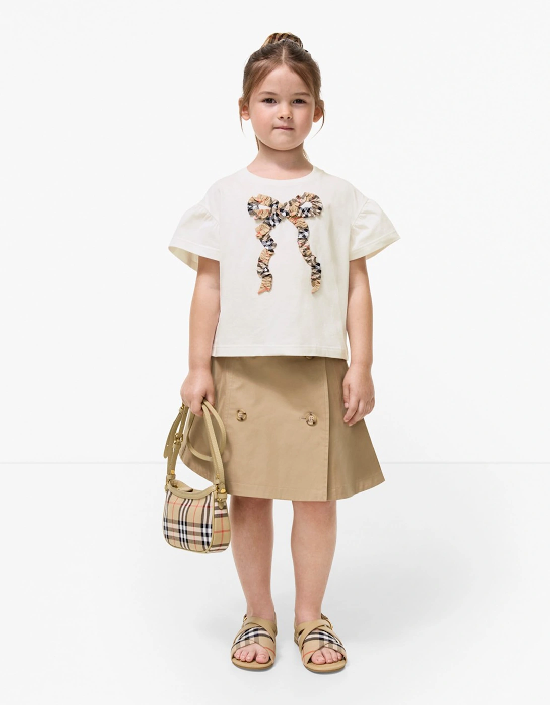 Burberry Girls Roxy Bow T-Shirt in Ivory
