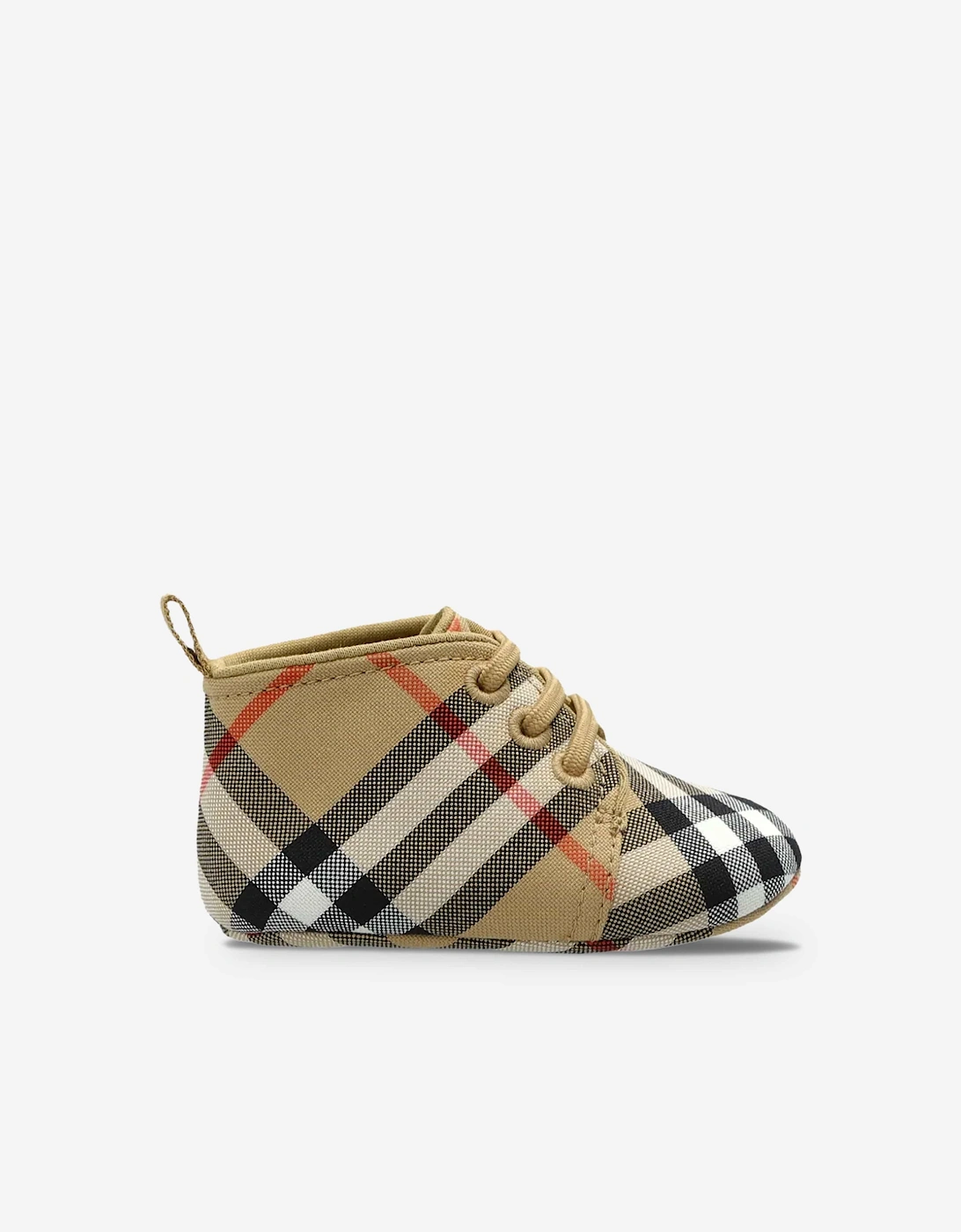 Burberry Baby Corby Check Booties in Beige