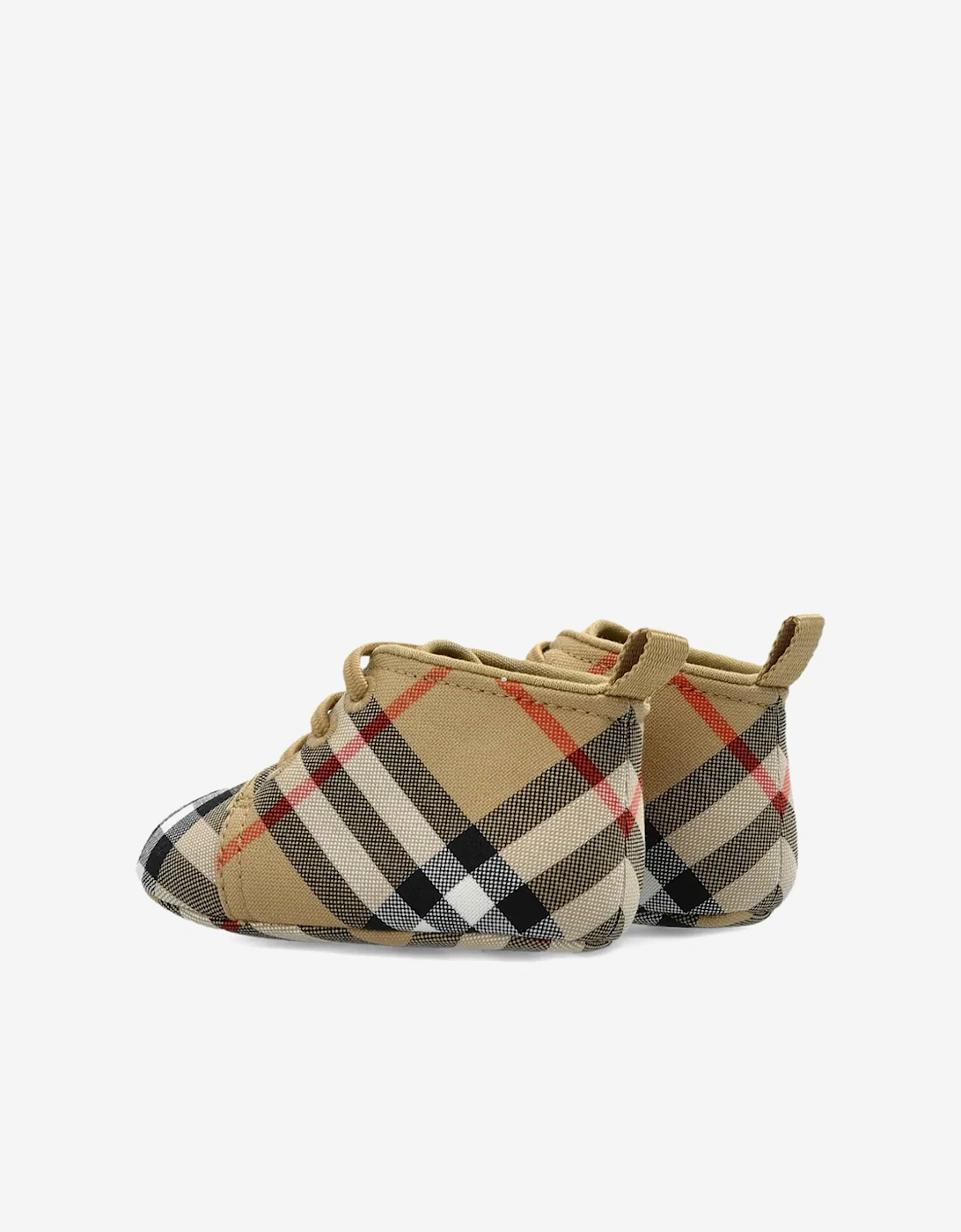 Burberry Baby Corby Check Booties in Beige