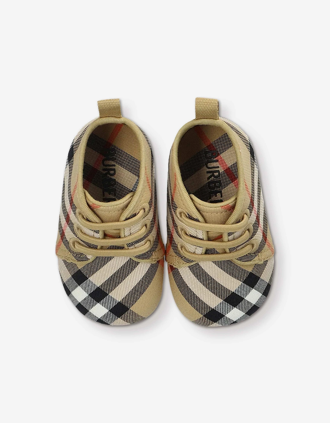 Burberry Baby Corby Check Booties in Beige