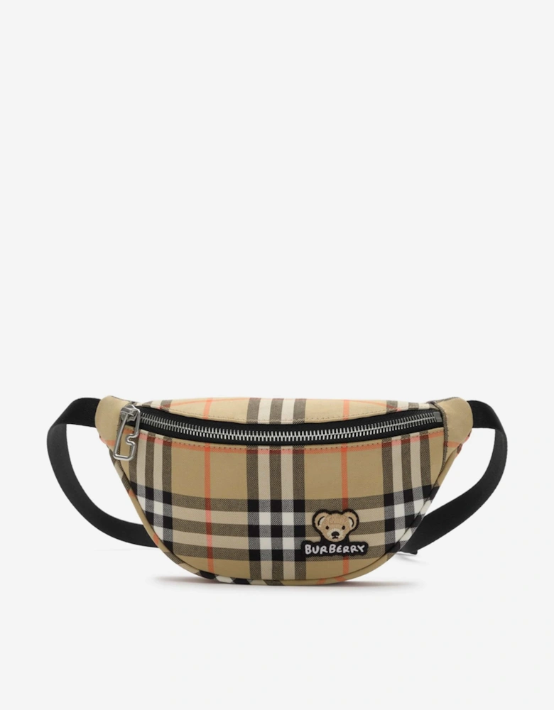 Burberry Kids Wilfred Check Belt Bag in Beige (23.5 cm)