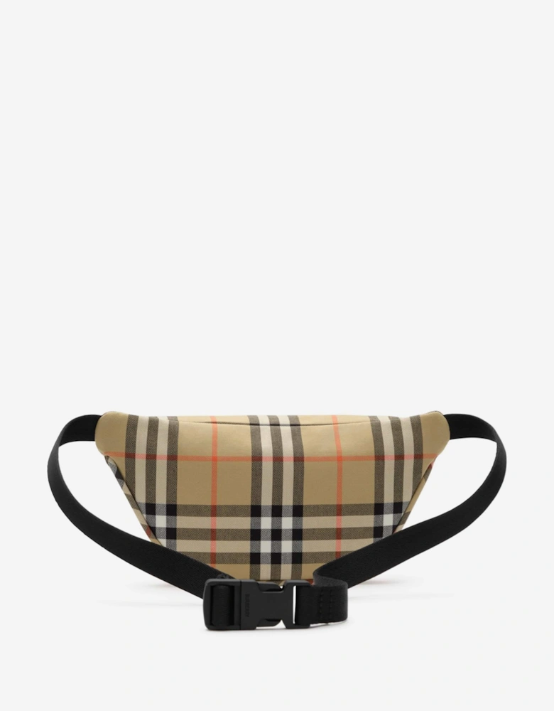 Burberry Kids Wilfred Check Belt Bag in Beige (23.5 cm)