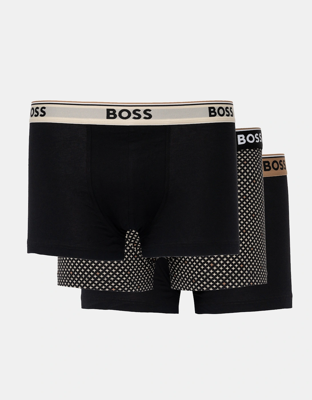 BOSS Orange Mens Three-pack of stretch-cotton trunks with logo waistbands - Medium Beige 262