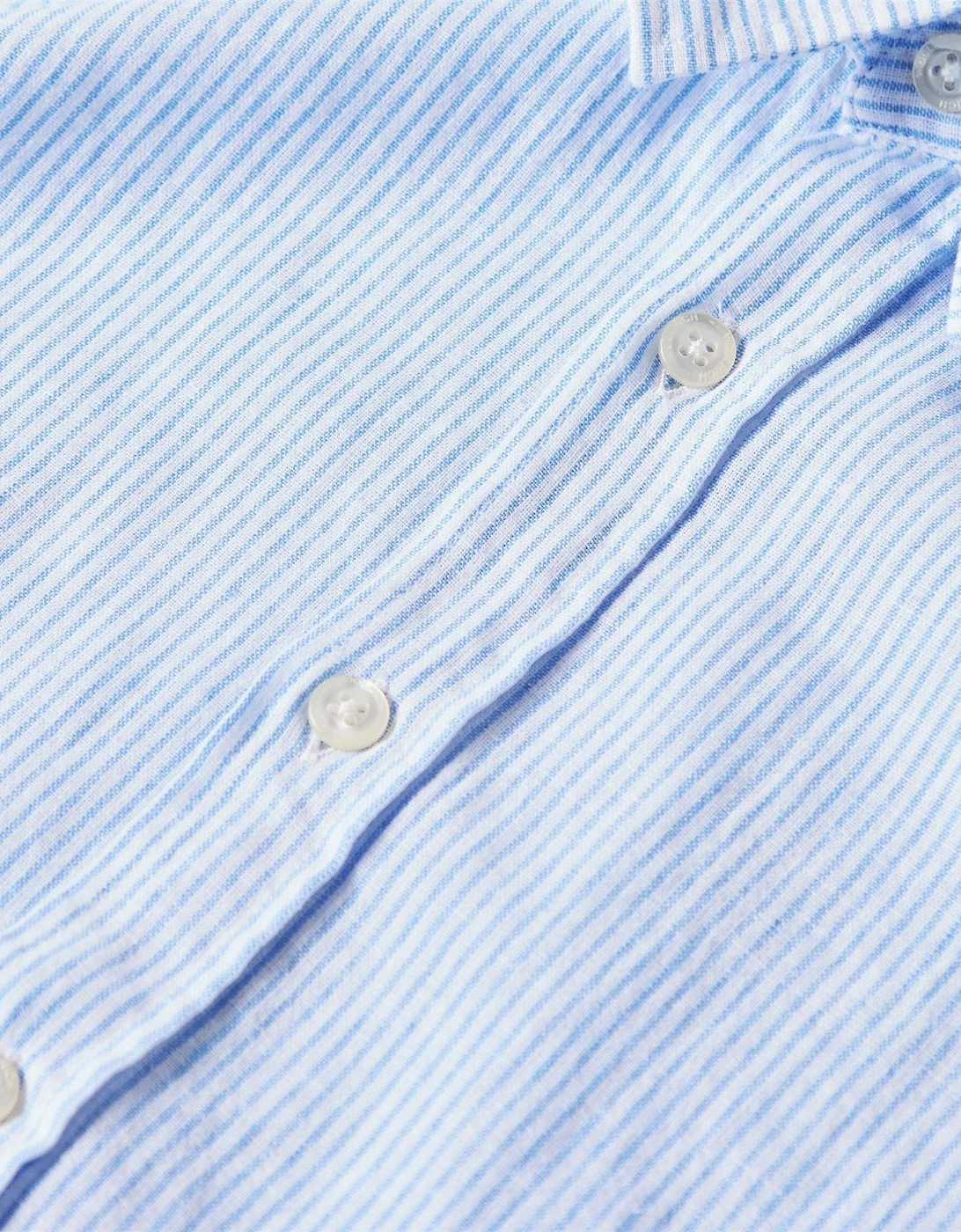 Wool Stripe Collared Shirt with Button Placket
