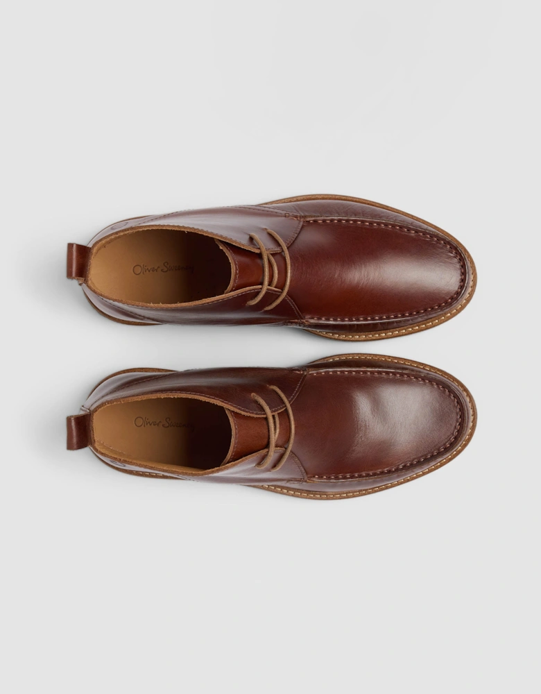 Oliver Sweeney Xixona Mens Leather Moccasin Boots - Dark Tan/Gum
