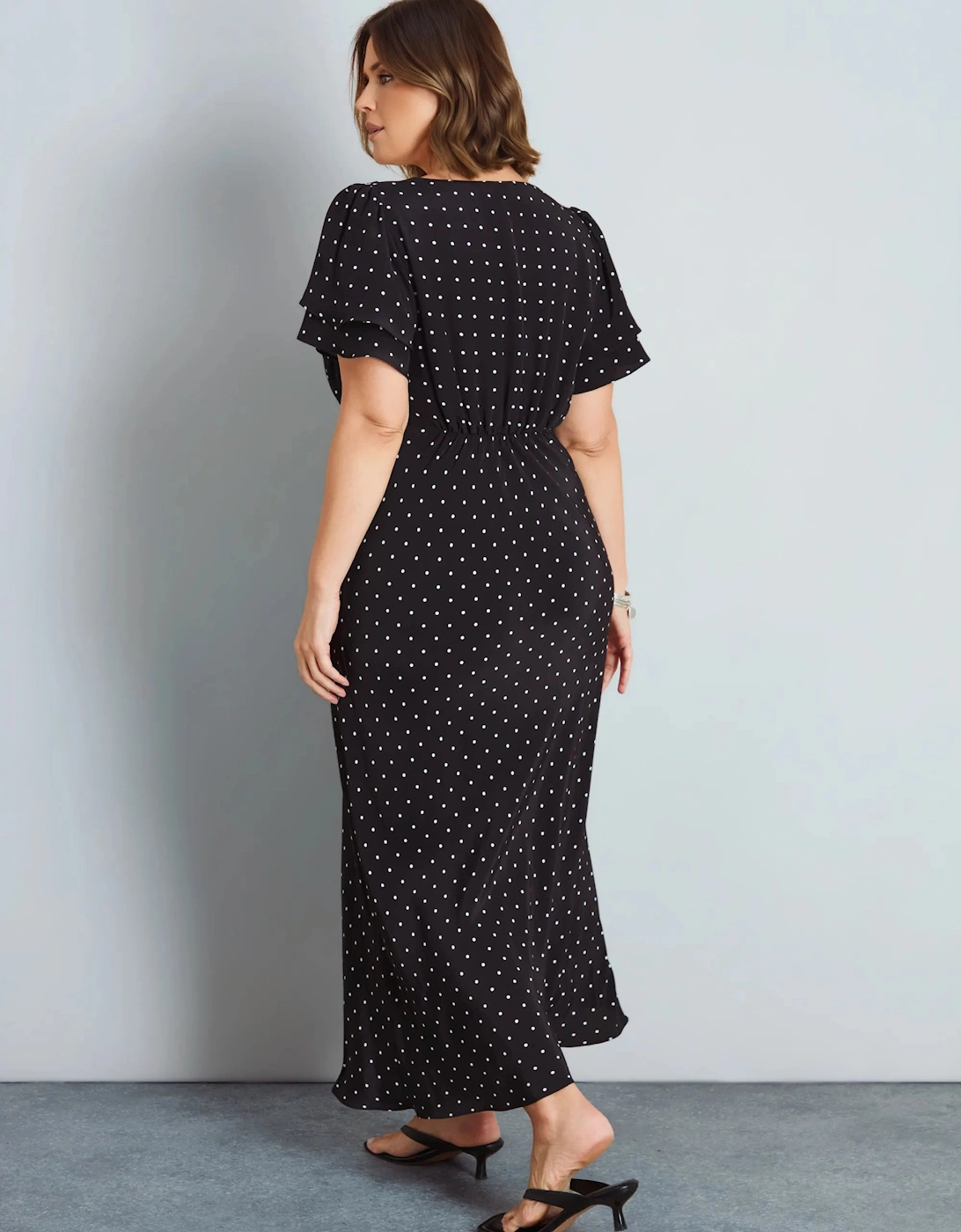 Black Polka Dot Lace Insert Maxi Dress