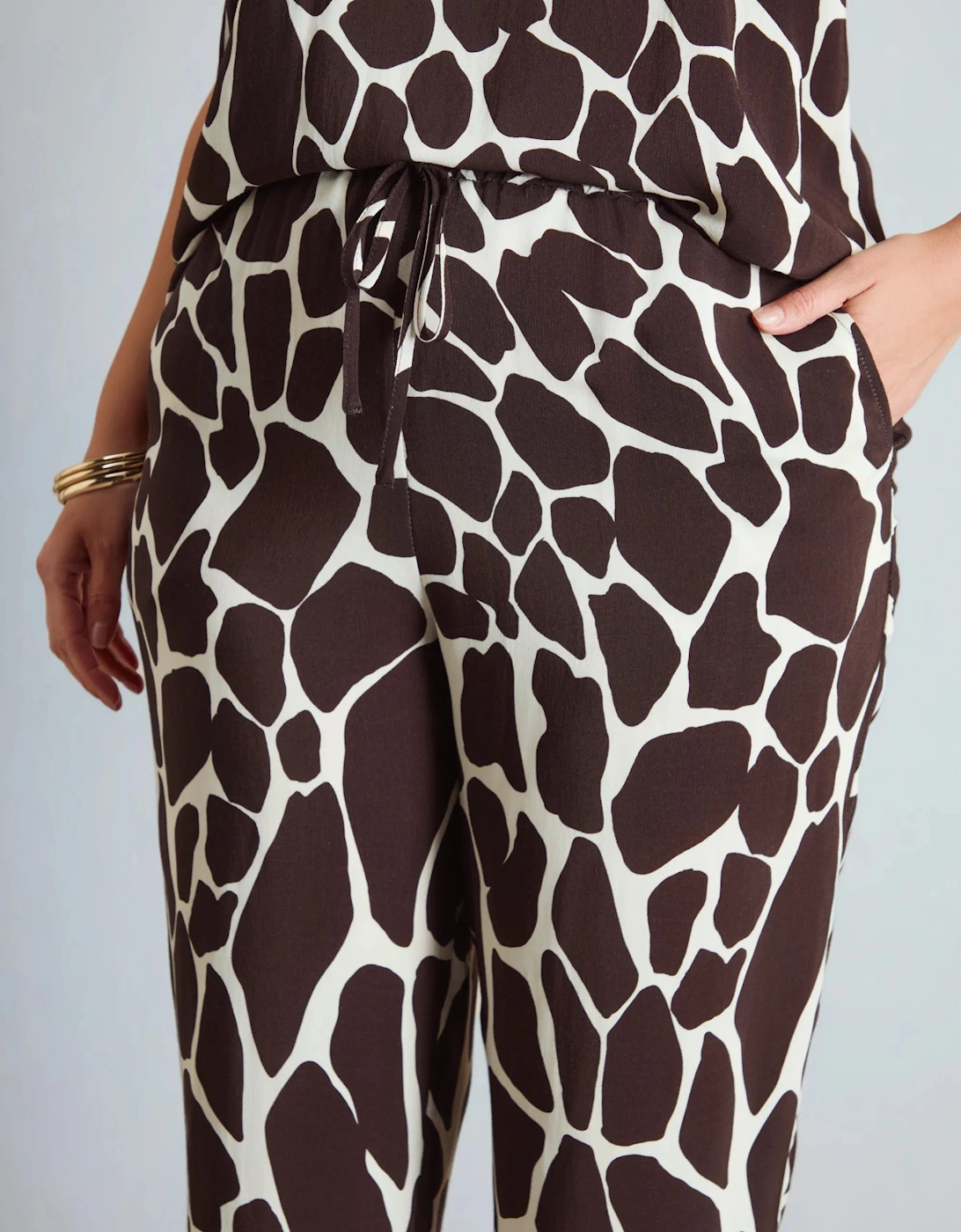 Brown Animal Print Wide Leg Trousers