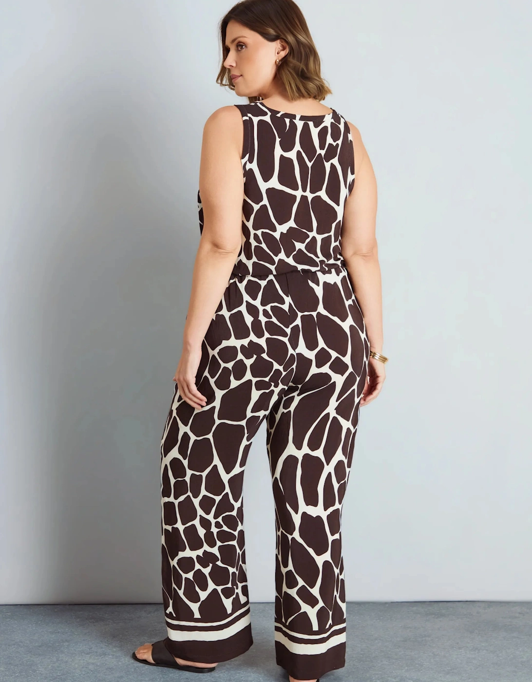 Brown Animal Print Wide Leg Trousers