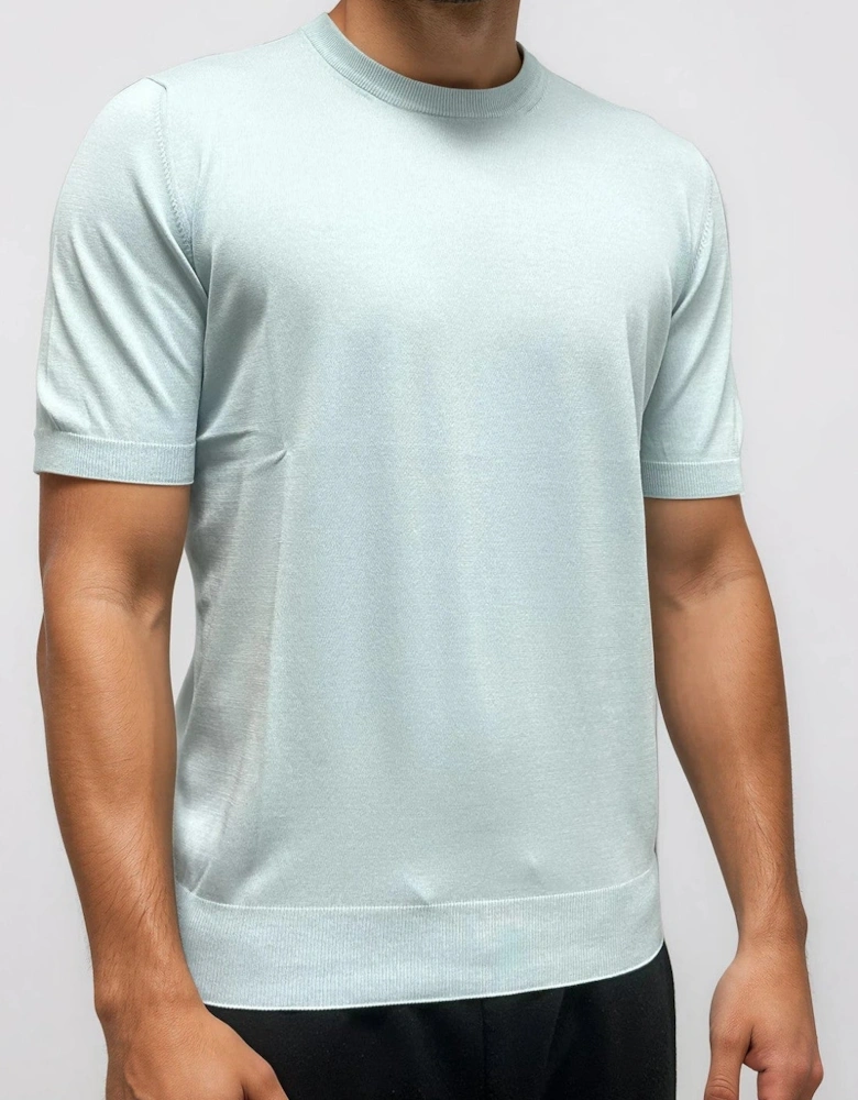 Gran Sasso Cotton Knit T-Shirt in Light Blue