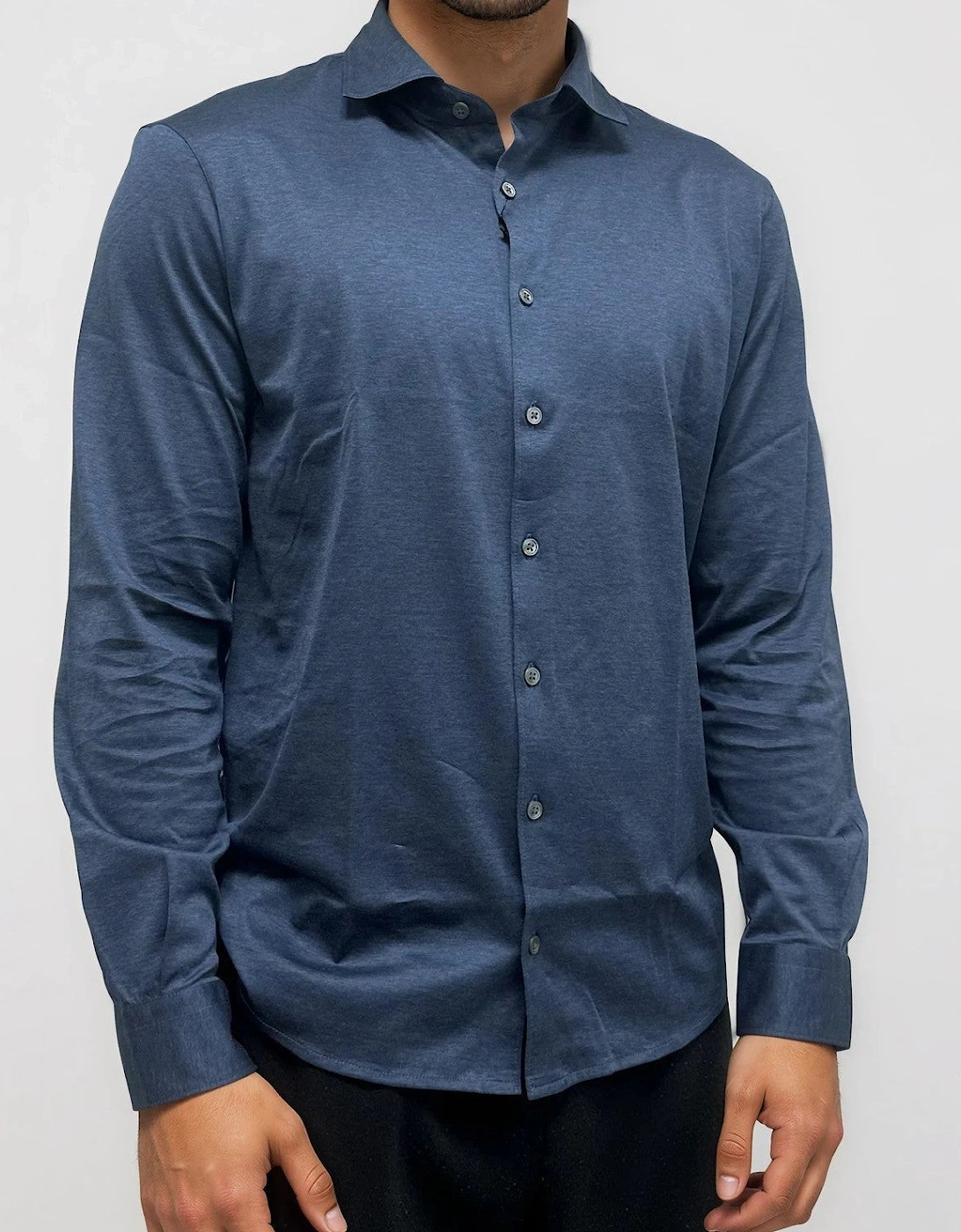 Gran Sasso Mercerized Cotton Jersey Shirt in Blue