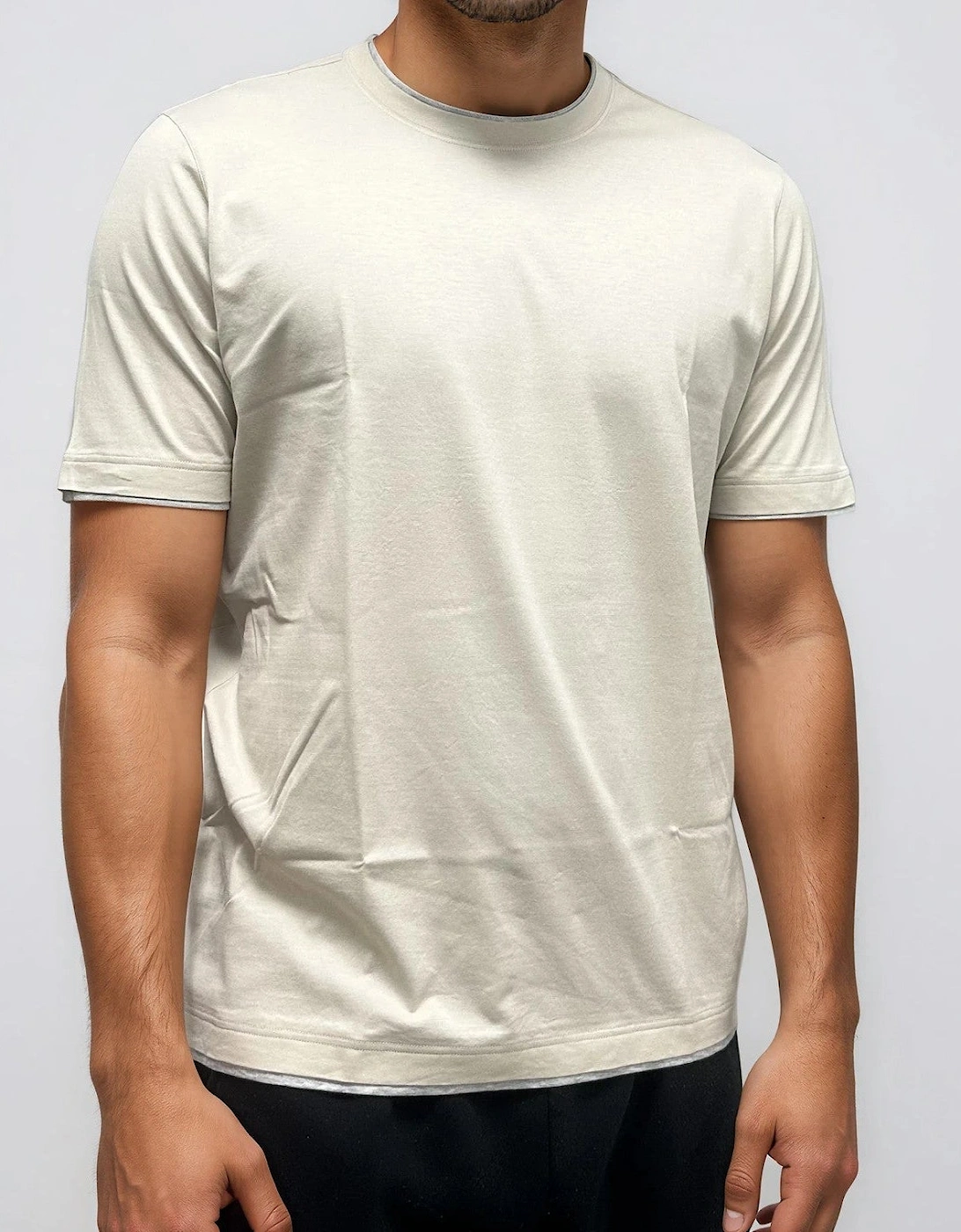 Gran Sasso Pure Cotton T-Shirt in Beige / Light Grey