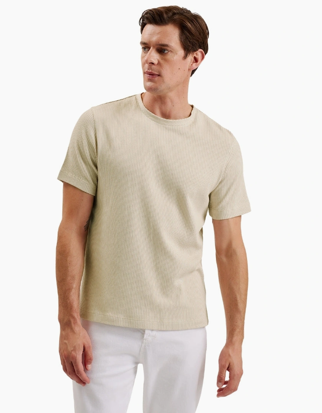 Ted Baker Heynes Regular Fit Textured Beige T-Shirt