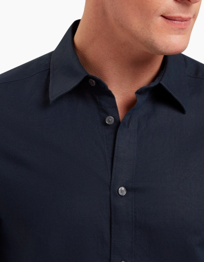 Ted Baker Zebra Regular Navy Linen Shirt