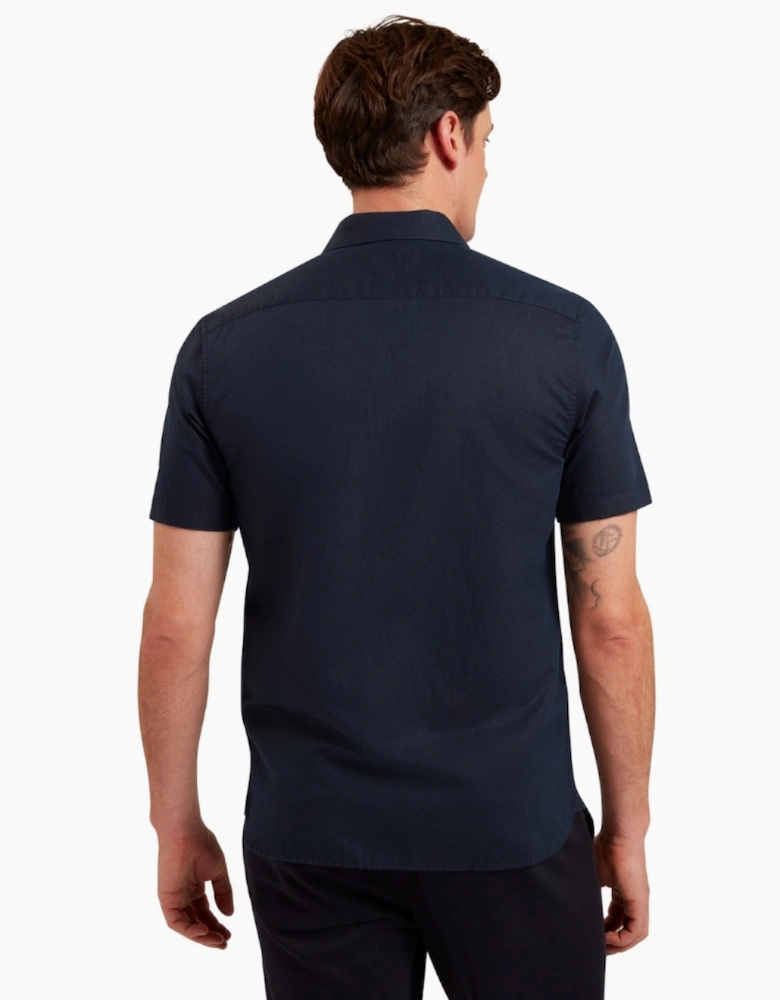 Ted Baker Zebra Regular Navy Linen Shirt