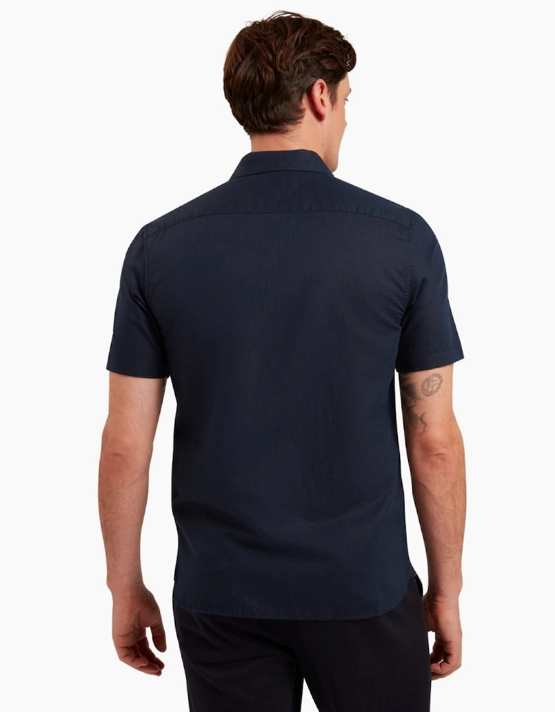 Ted Baker Zebra Regular Navy Linen Shirt