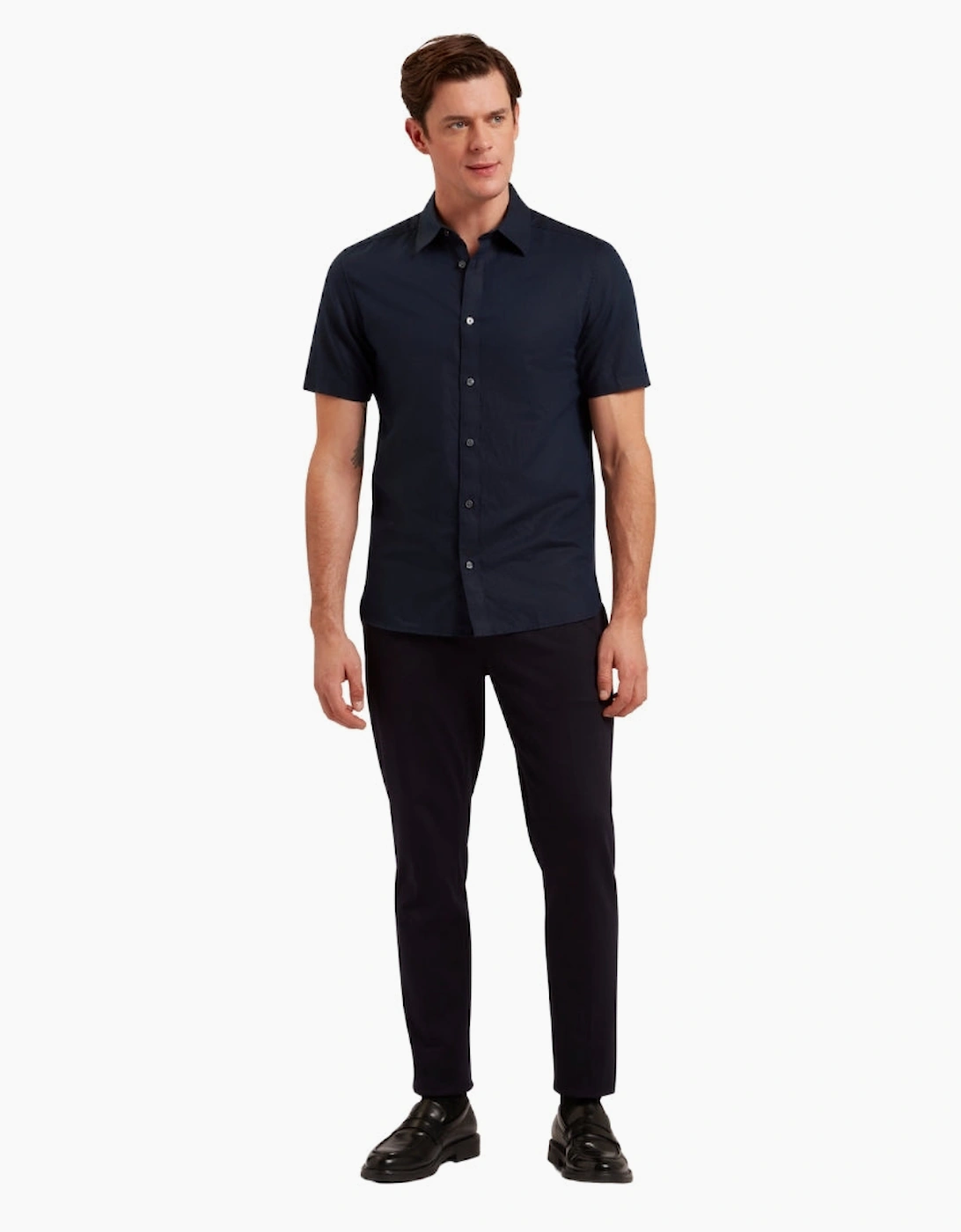 Ted Baker Zebra Regular Navy Linen Shirt