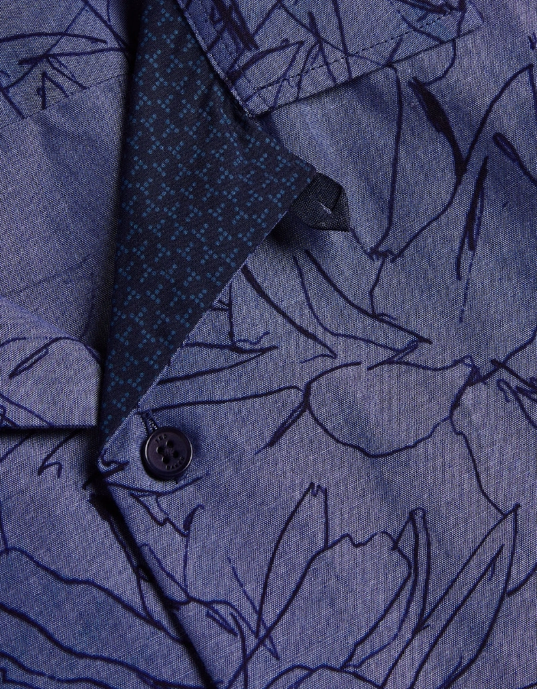 Ted Baker Terroni Regular Chambray Floral Dark Blue Shirt
