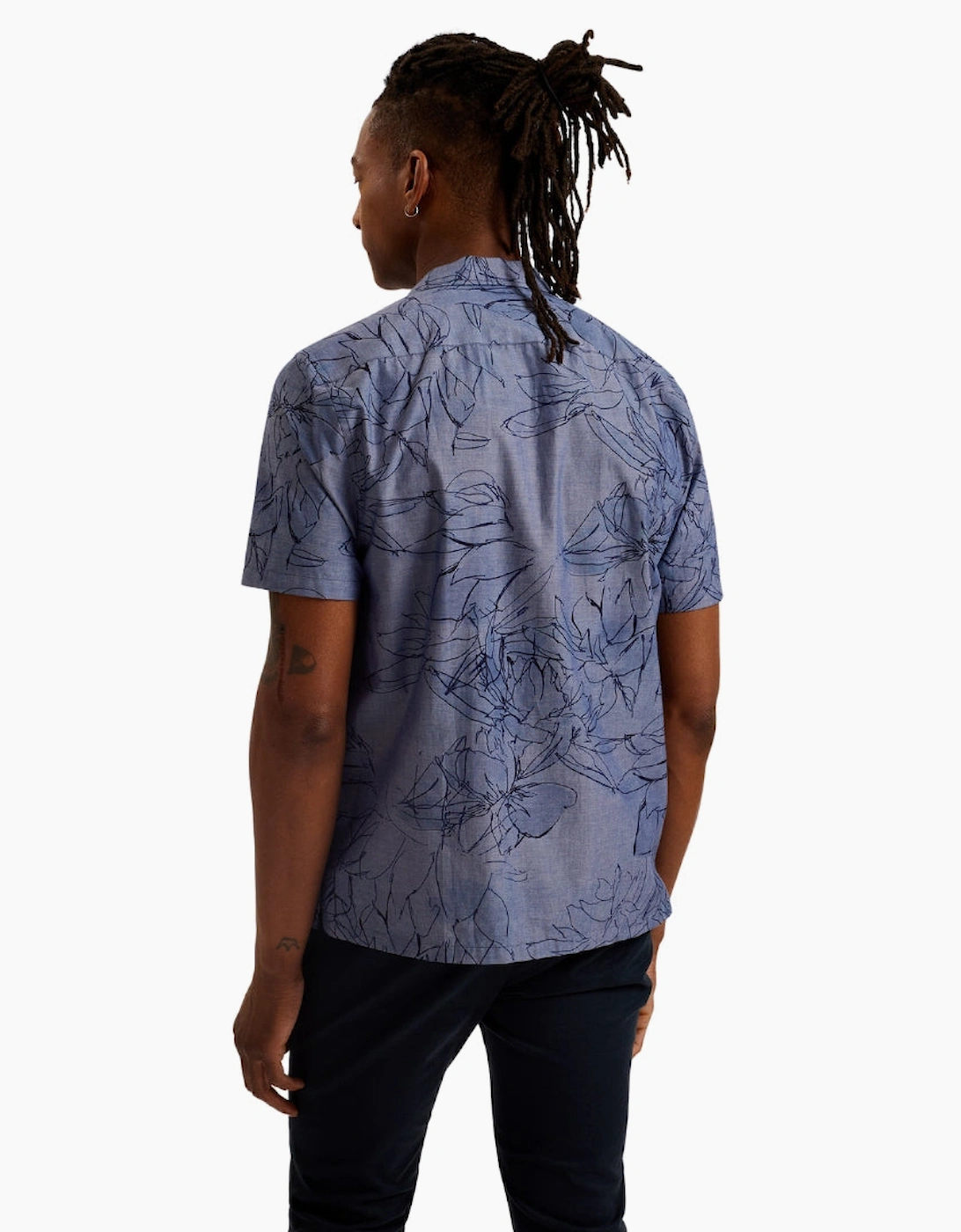 Ted Baker Terroni Regular Chambray Floral Dark Blue Shirt