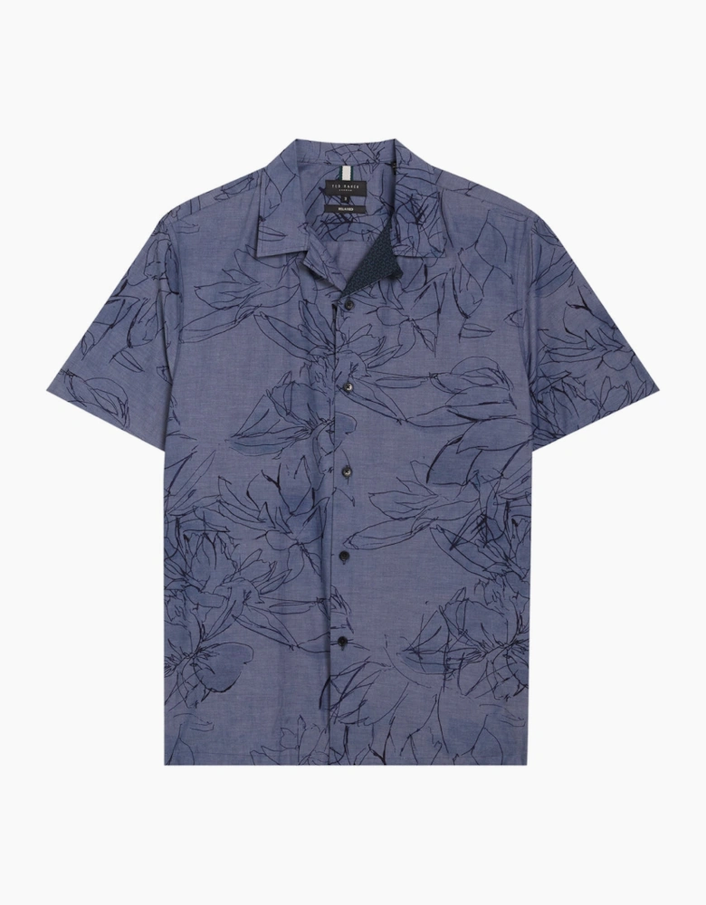 Ted Baker Terroni Regular Chambray Floral Dark Blue Shirt