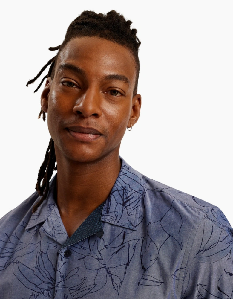 Ted Baker Terroni Regular Chambray Floral Dark Blue Shirt