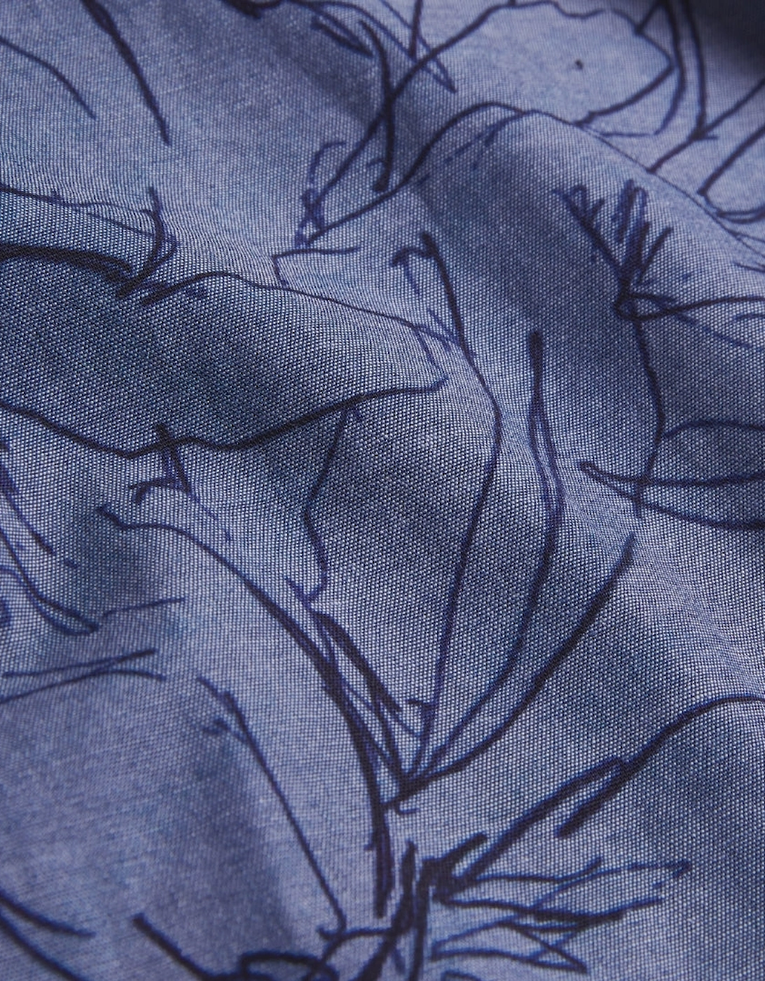 Ted Baker Terroni Regular Chambray Floral Dark Blue Shirt