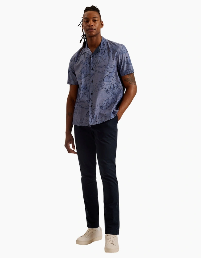 Ted Baker Terroni Regular Chambray Floral Dark Blue Shirt