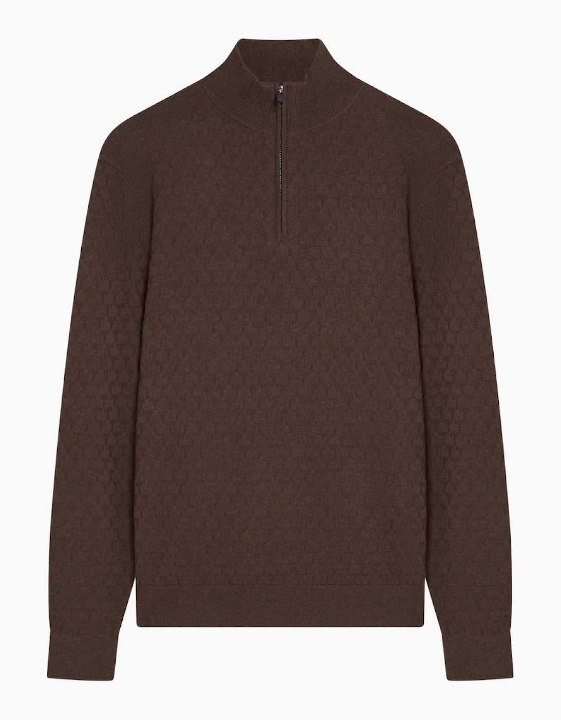 Ted Baker Men's Ted Baker Kurnle T Stitch Knitted Half Zip Brown Sweater