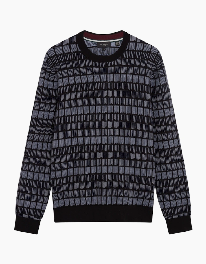 Ted Baker Osburn Regular Fit Jacquard Black Crewneck Jumper