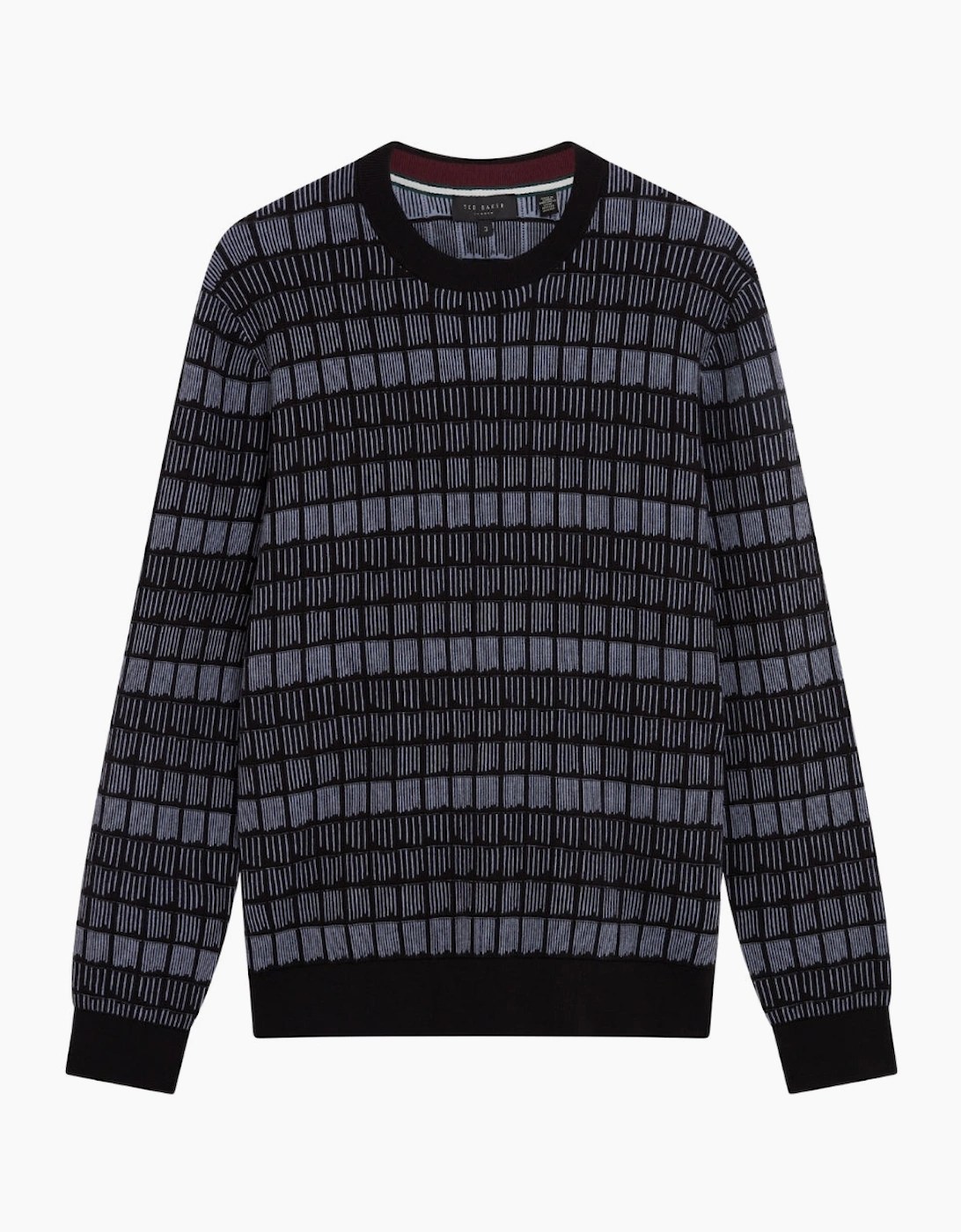 Ted Baker Osburn Regular Fit Jacquard Black Crewneck Jumper