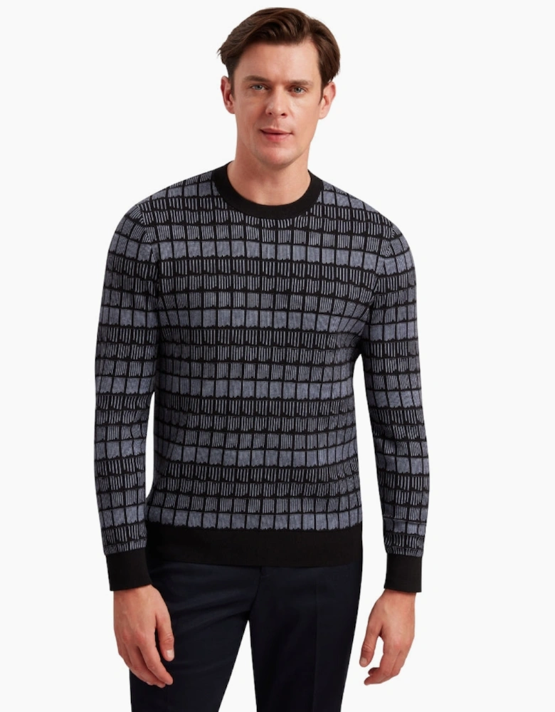 Ted Baker Osburn Regular Fit Jacquard Black Crewneck Jumper