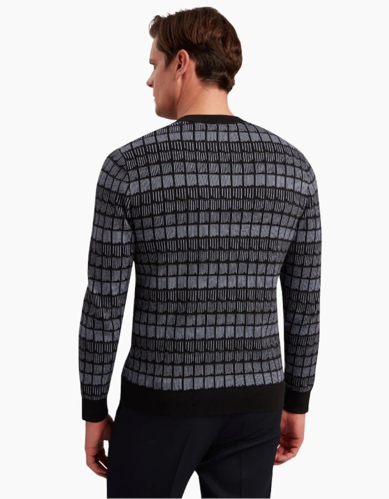 Ted Baker Osburn Regular Fit Jacquard Black Crewneck Jumper